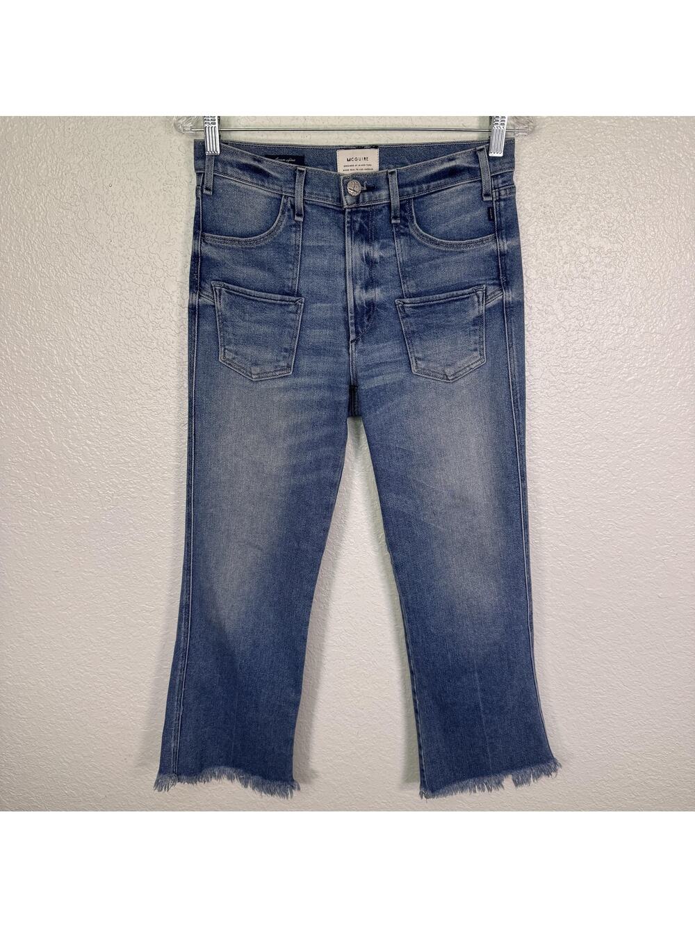 McGuire Jeans Womens 29 Damn Fine Cropped Raw Hem Patch Pockets Kick Flare